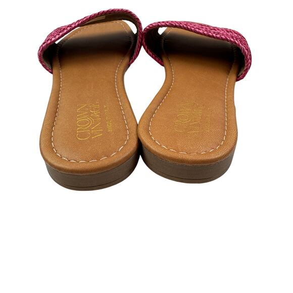 Crown Vintage Avera Pink Woven Slip On Sandals Vacation Chic Women's Size 8 W - Picture 5 of 9